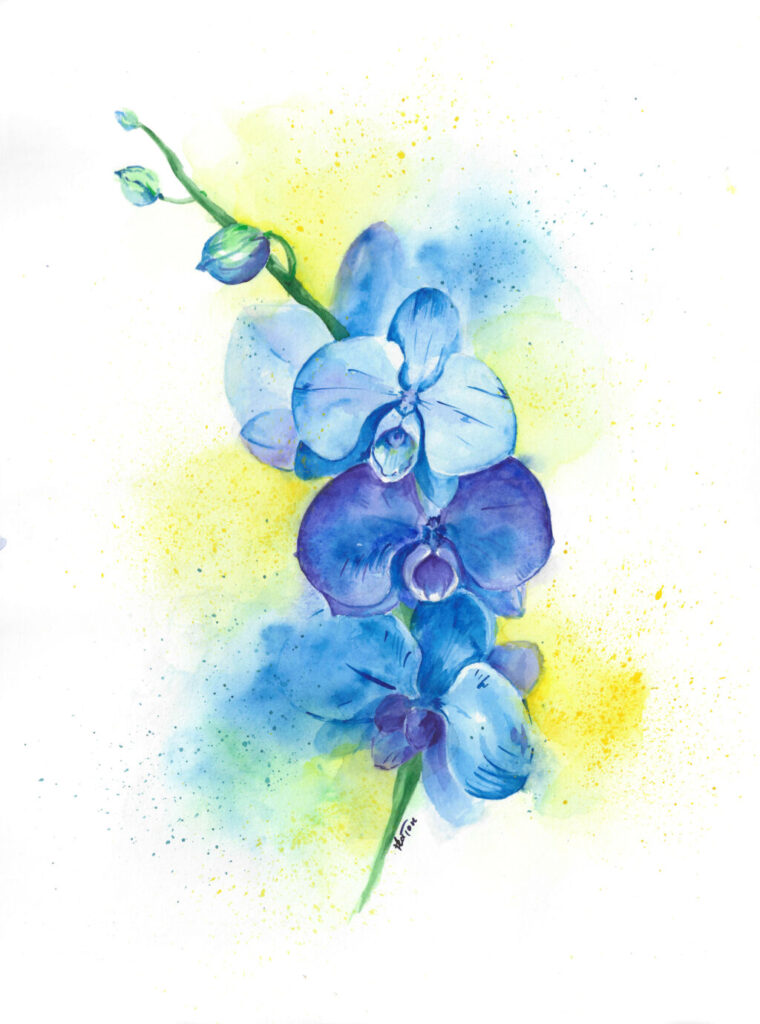 Акварельная картина «Орхидея»