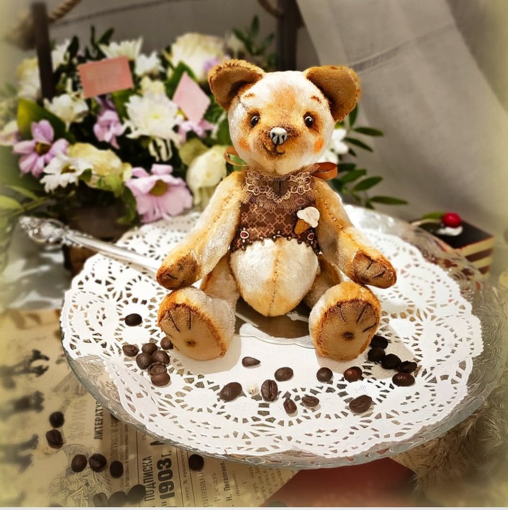 Тедди мишка Пудинг Collection desert with coffee