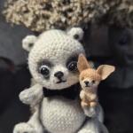 Вязаная миниатюрная игрушка чихуахуа Печенька