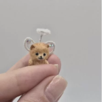 Вязаная миниатюрная игрушка микромедвежонок ангелок Пупс в грецком орешке