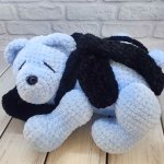 Игрушка вязаная спящий мишка