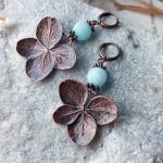 Серьги гальваника цветы гортензии