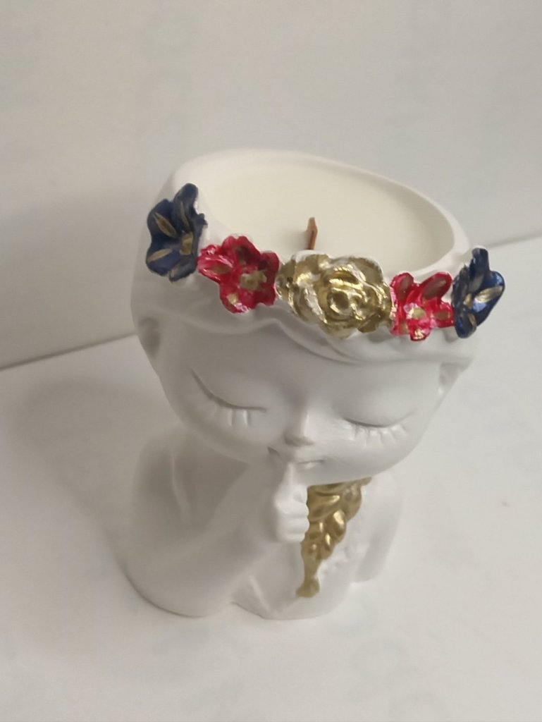 Свеча в гипсовом подсвечнике «Алёнушка»