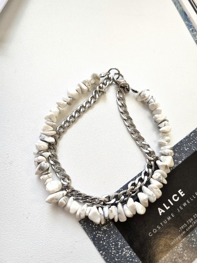 Браслет магнезит с цепочкой