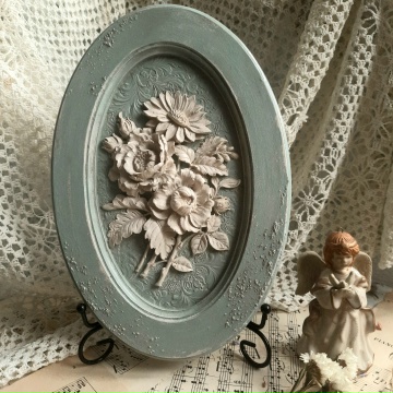 Панно интерьерное , овальное»Белые цветы»