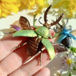 Брошь ручной работы жук Рогач