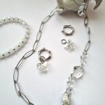 Колье горный хрусталь и фианиты