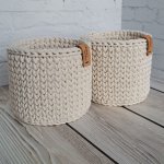 Вязаные корзинки из хлопкового шнура