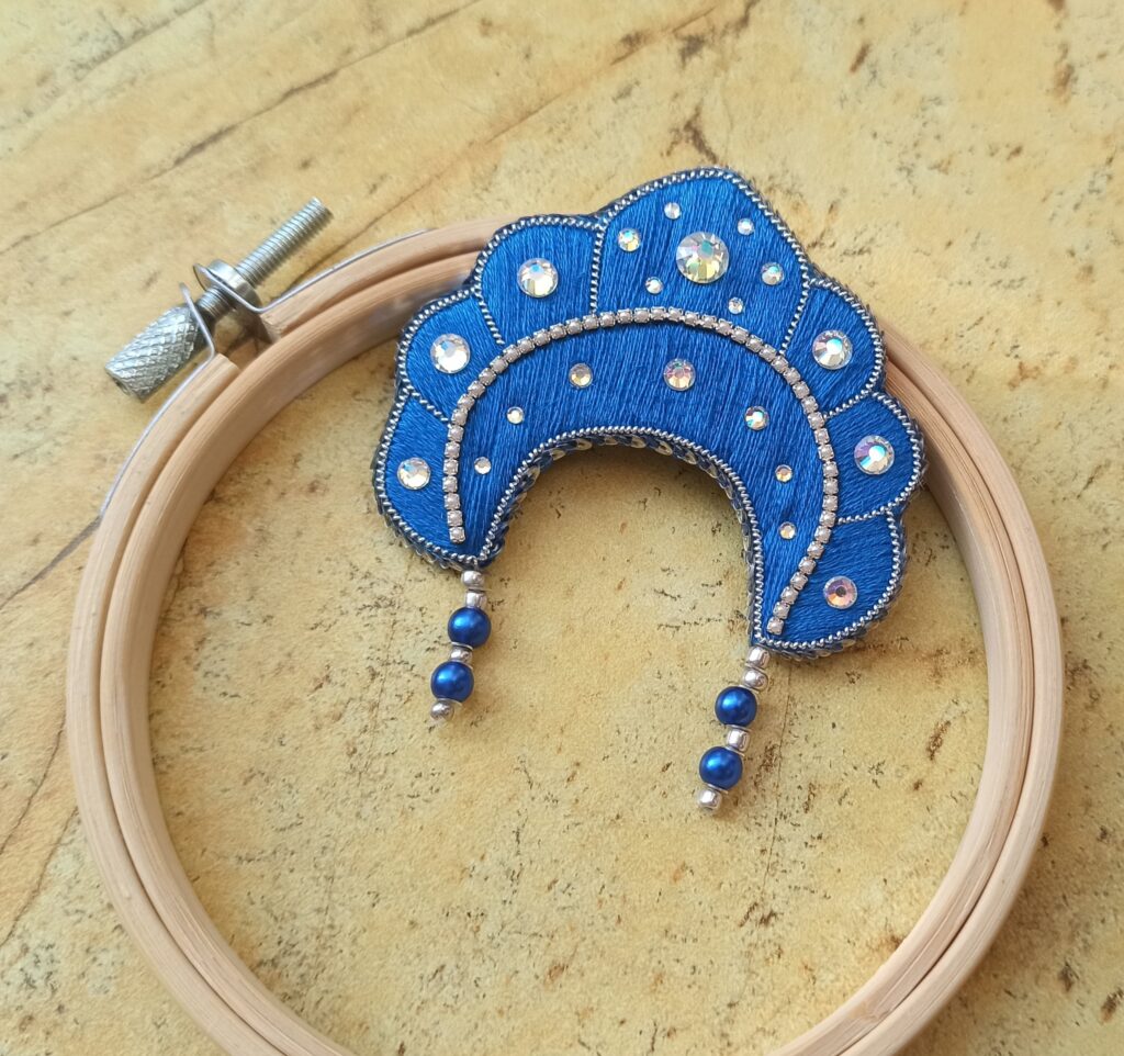 брошь Кокошник (синий)