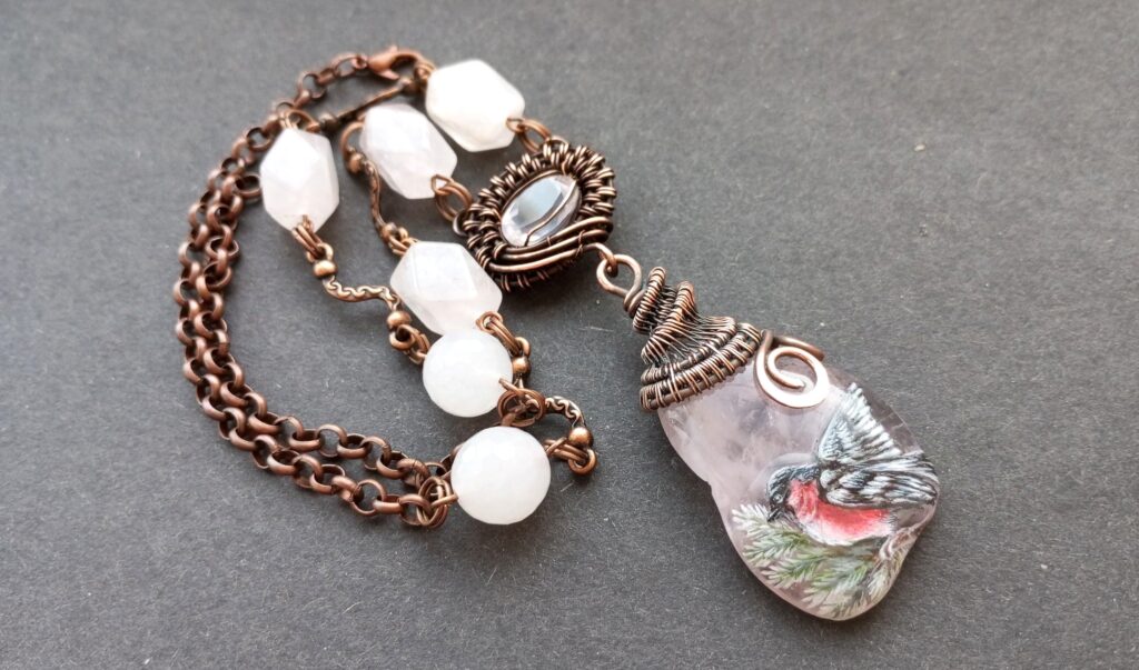 Колье медное «Снегирёк»