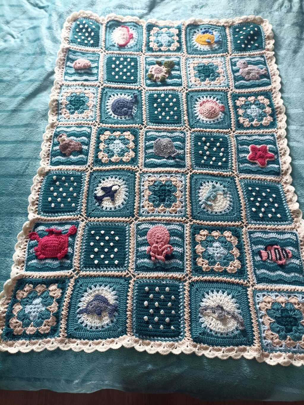 Детский плед «Морской» ручной работы