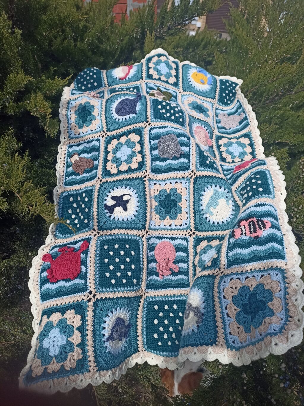 Детский плед «Морской» ручной работы