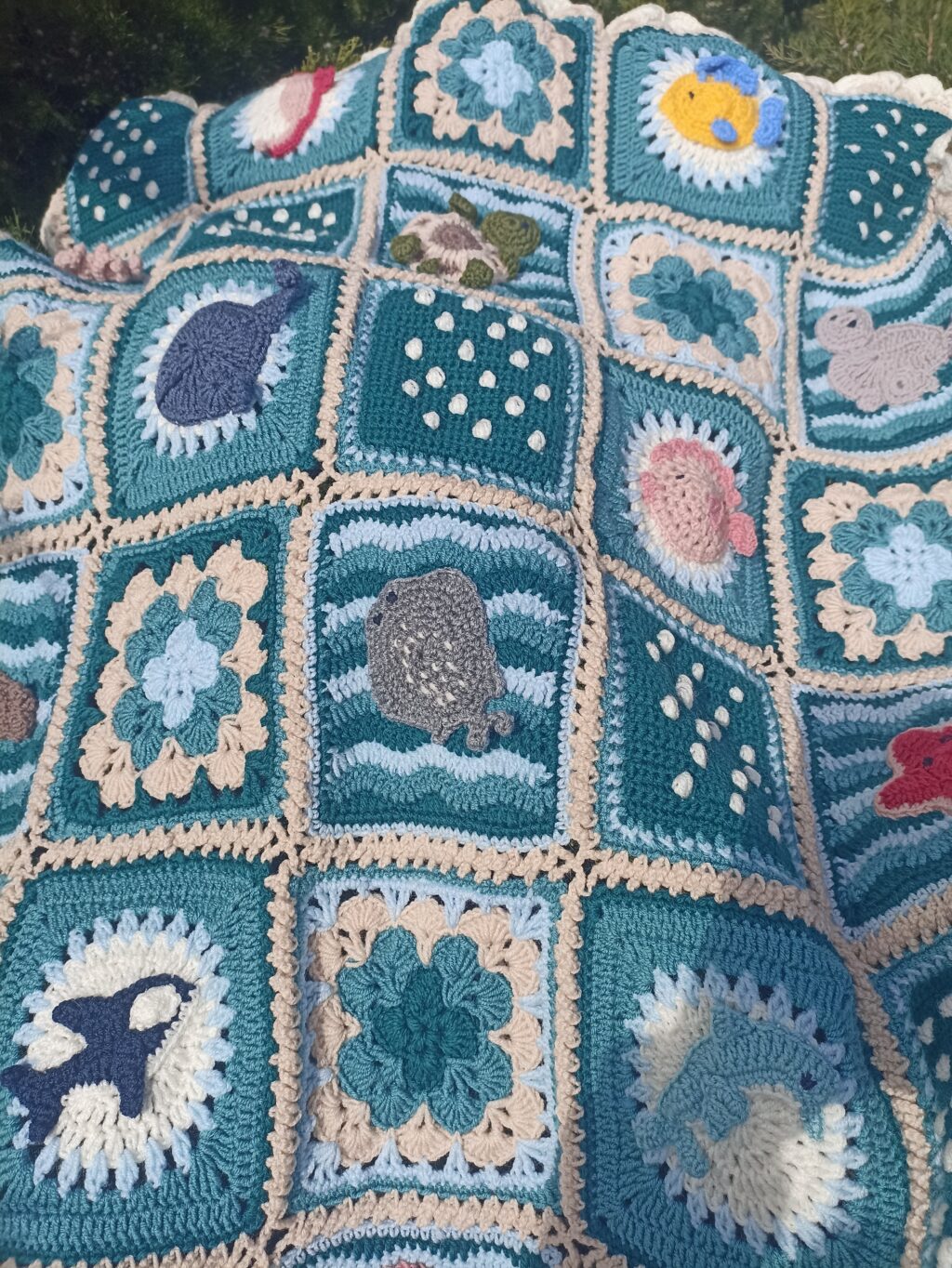 Детский плед «Морской» ручной работы