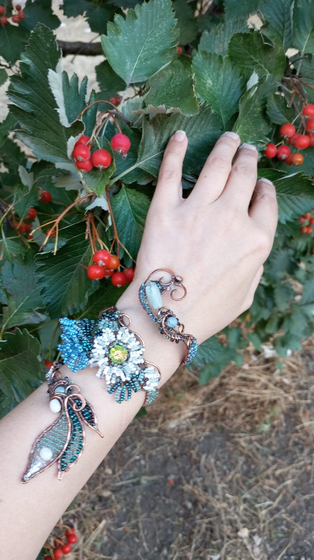 Браслет медный «Ромашка-василек»