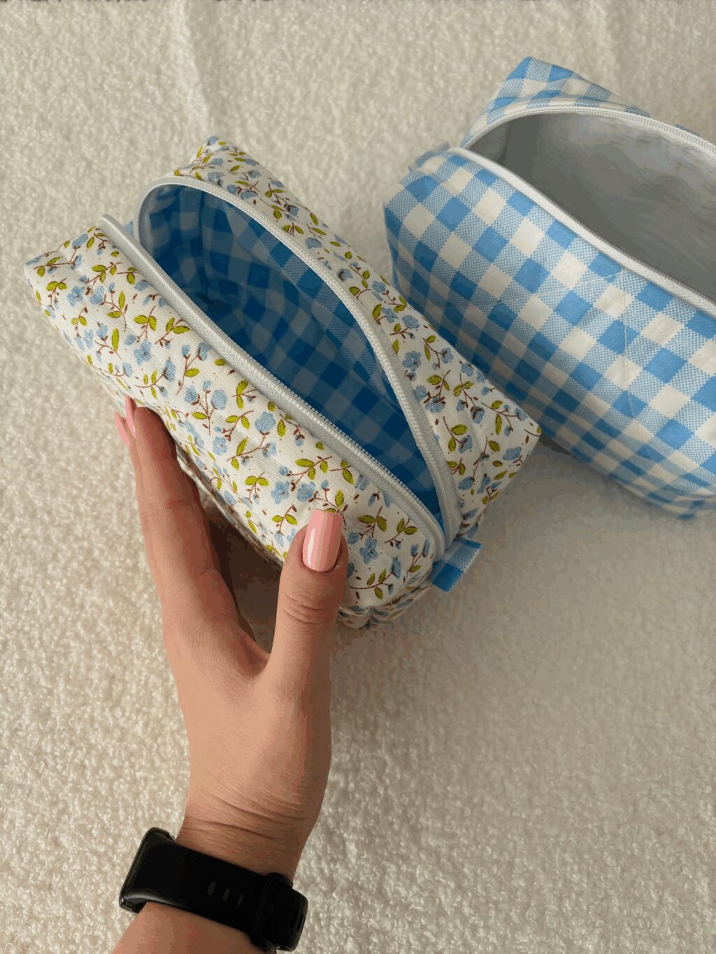 Мягкая хлопковая косметичка в цветочек