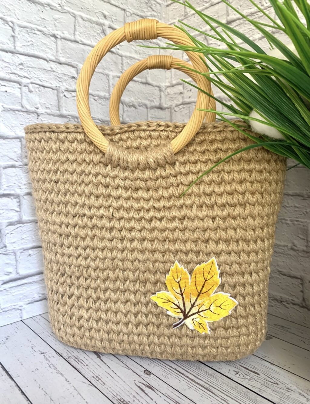 шоппер вязаный из джута