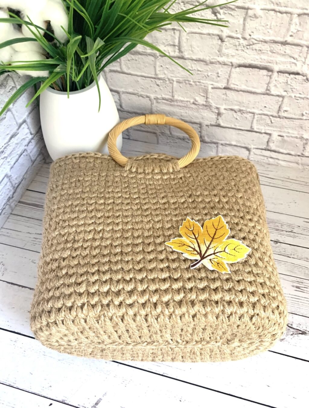 шоппер вязаный из джута