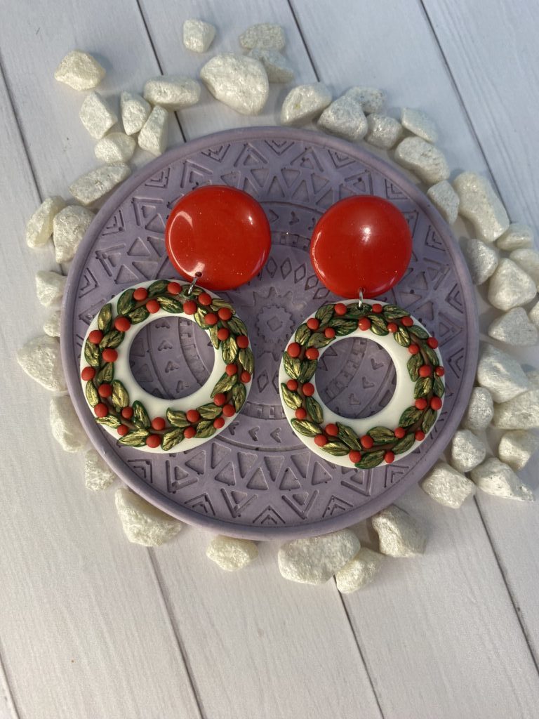 Новогодние серьги ручной работы