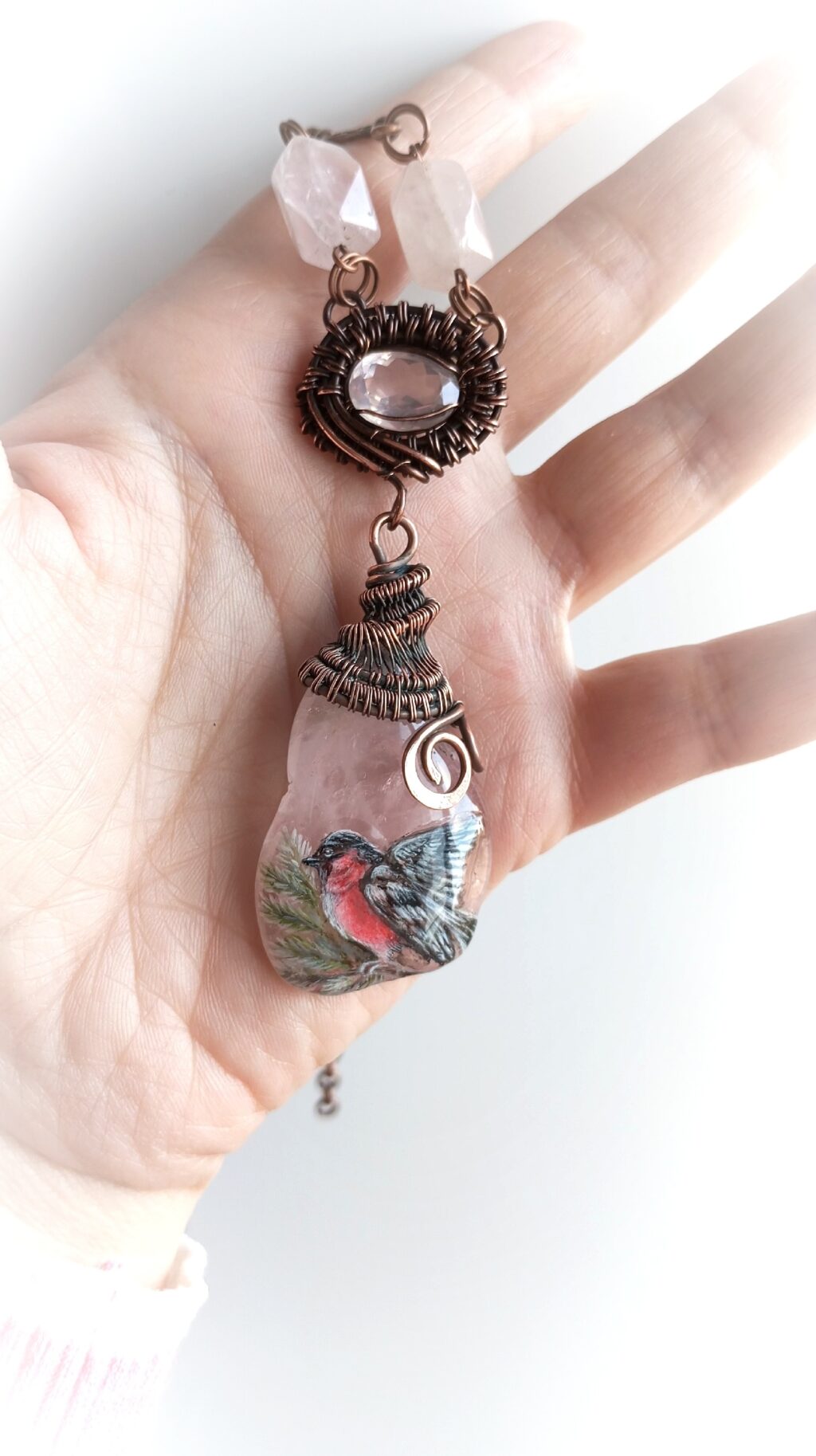 Колье медное «Снегирёк»