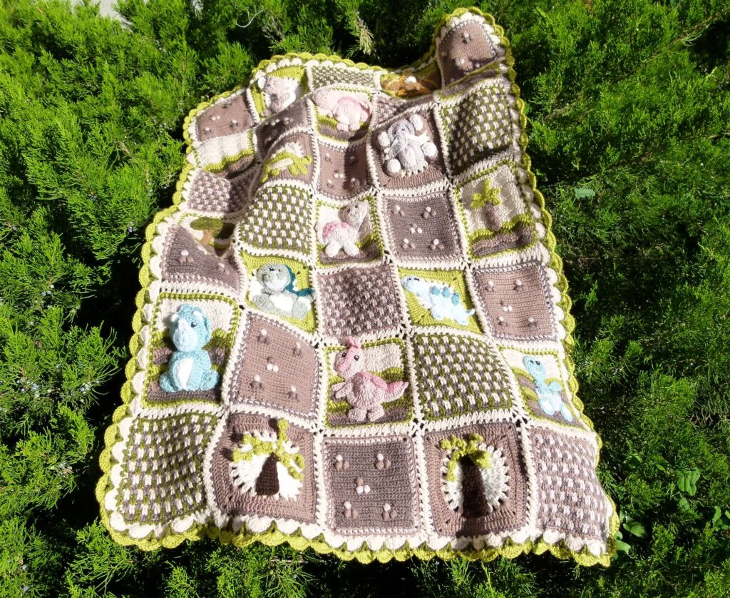 Детский плед «Дино» ручной работы