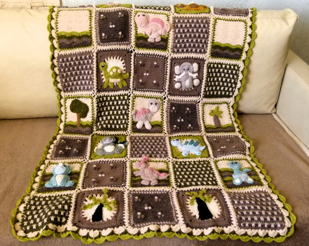 Детский плед «Дино» ручной работы