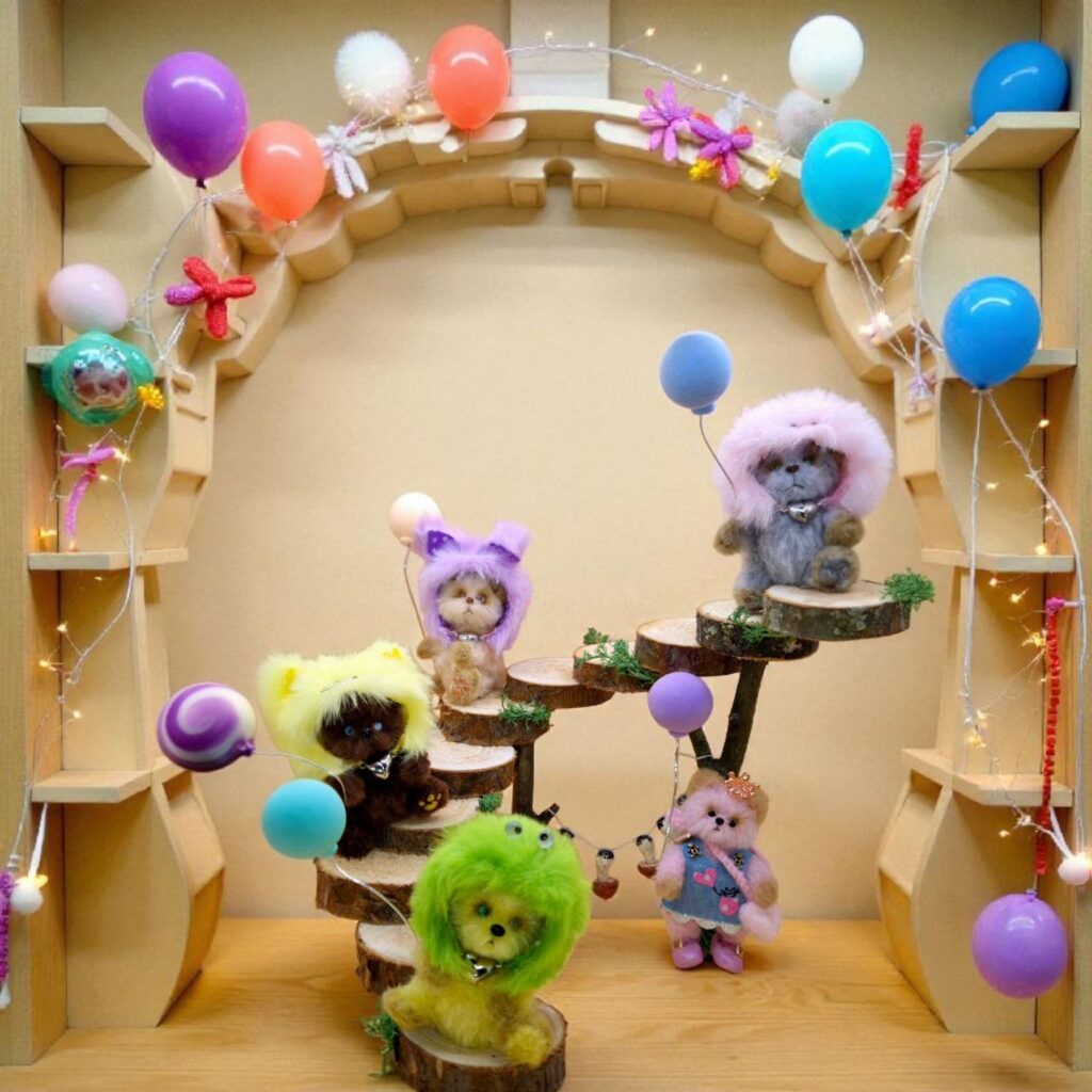 Вязаные миниатюрные игрушки Маша и 4 «антимедведя»