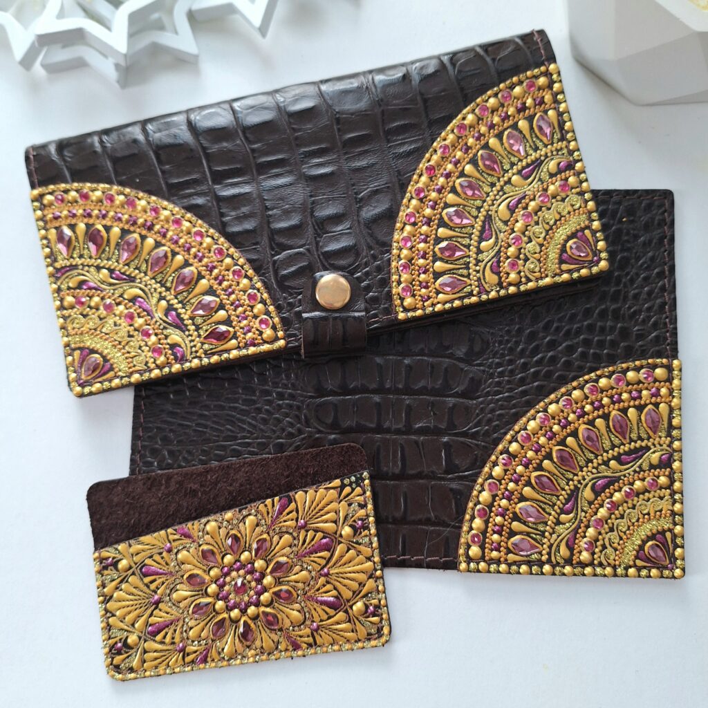 Набор: Кошелек, Обложка на паспорт и Картхолдер из натуральной кожи
