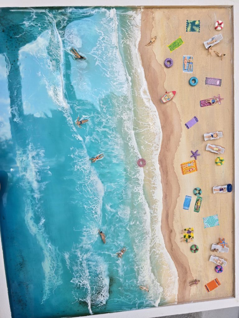 Картина из смолы «На пляже» 50*30см