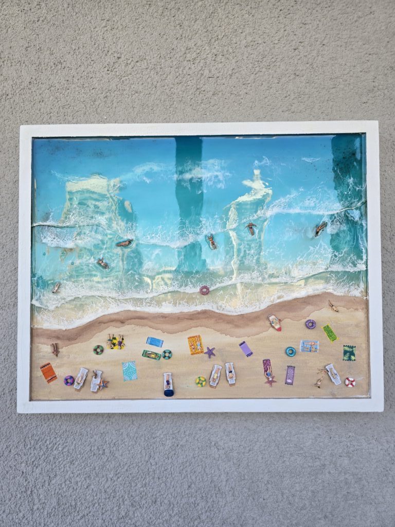 Картина из смолы «На пляже» 50*30см