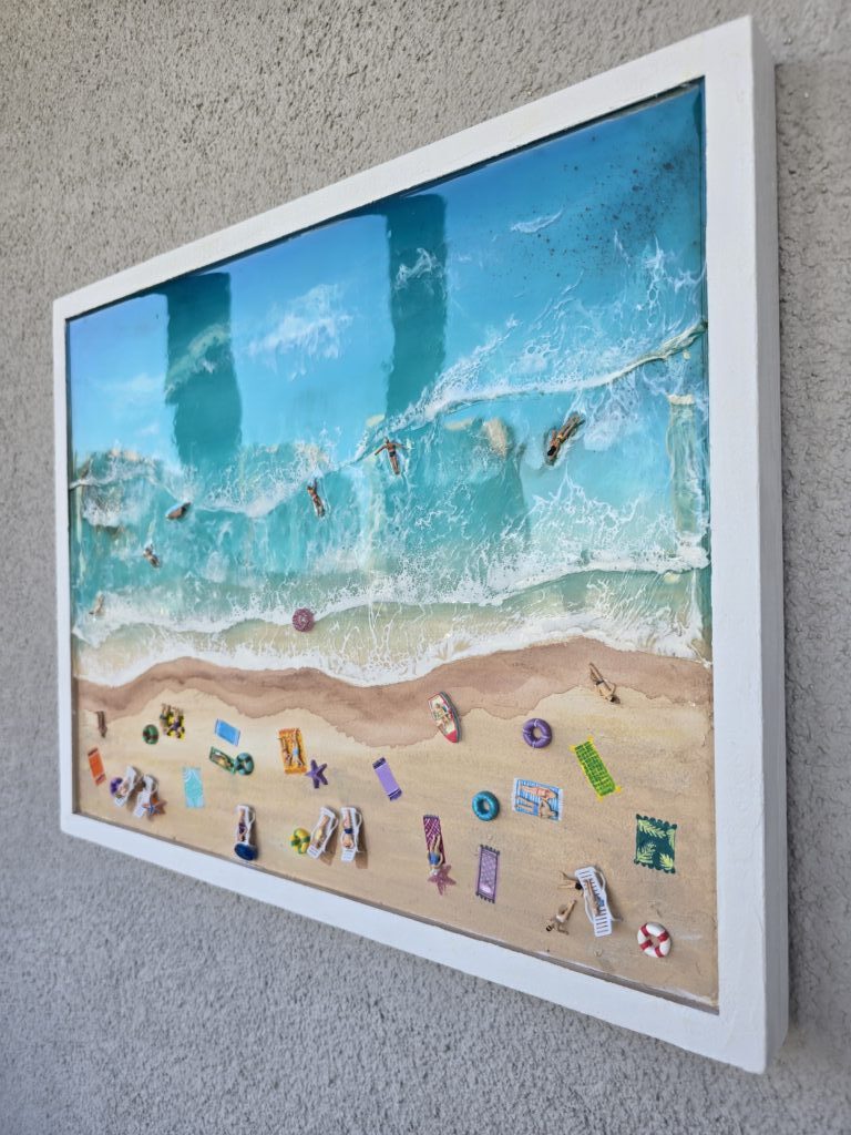 Картина из смолы «На пляже» 50*30см