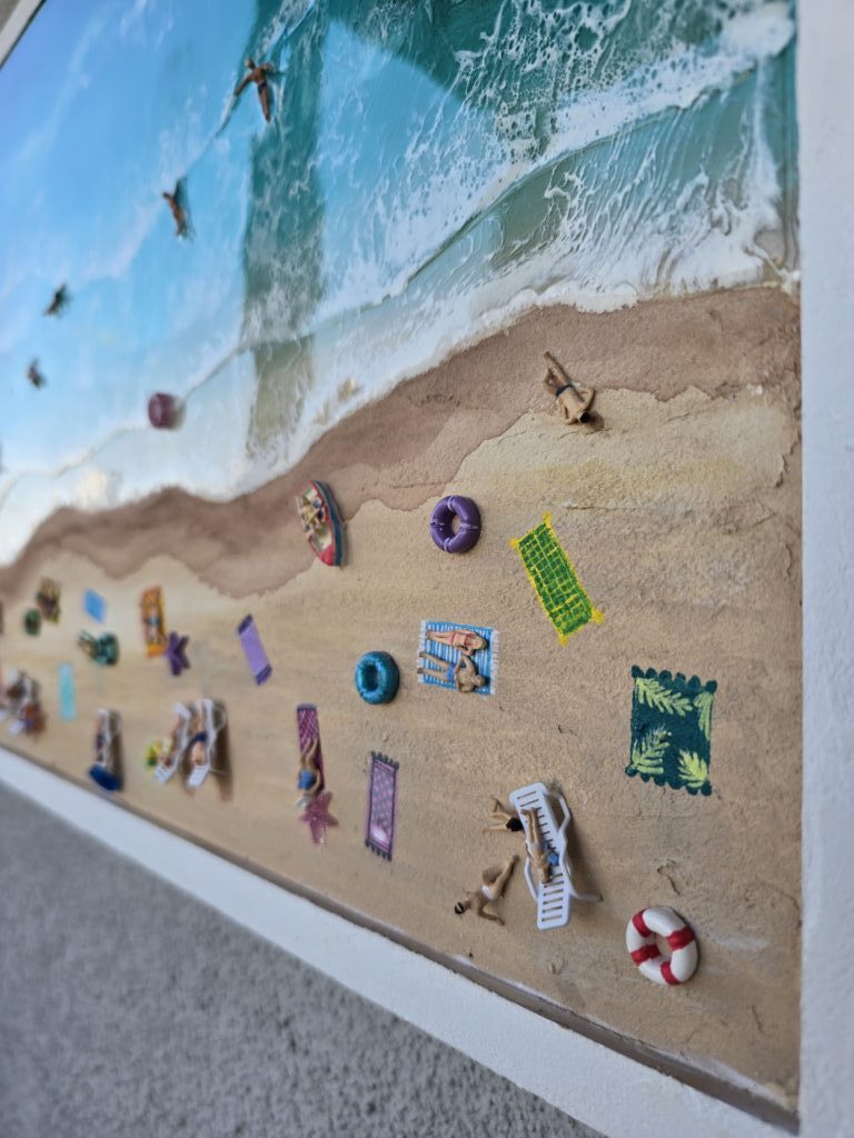 Картина из смолы «На пляже» 50*30см