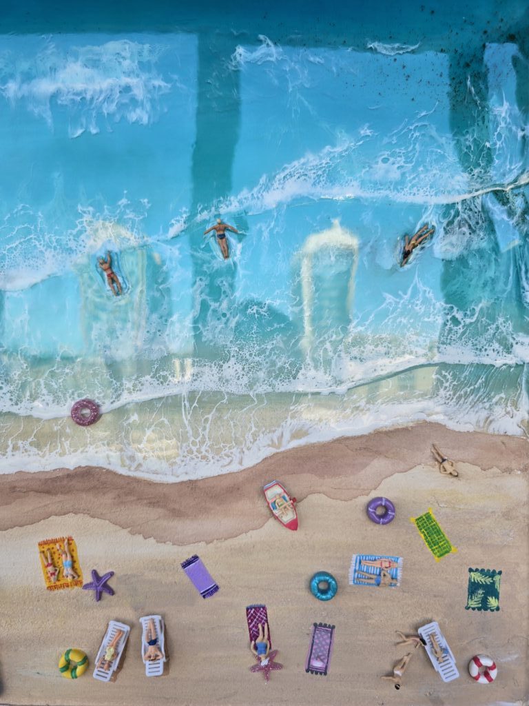 Картина из смолы «На пляже» 50*30см
