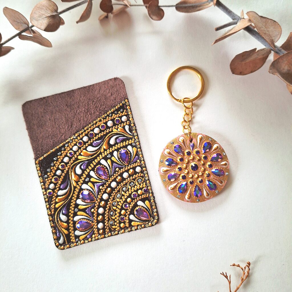 Набор: Картхолдер и брелок из натуральной кожи