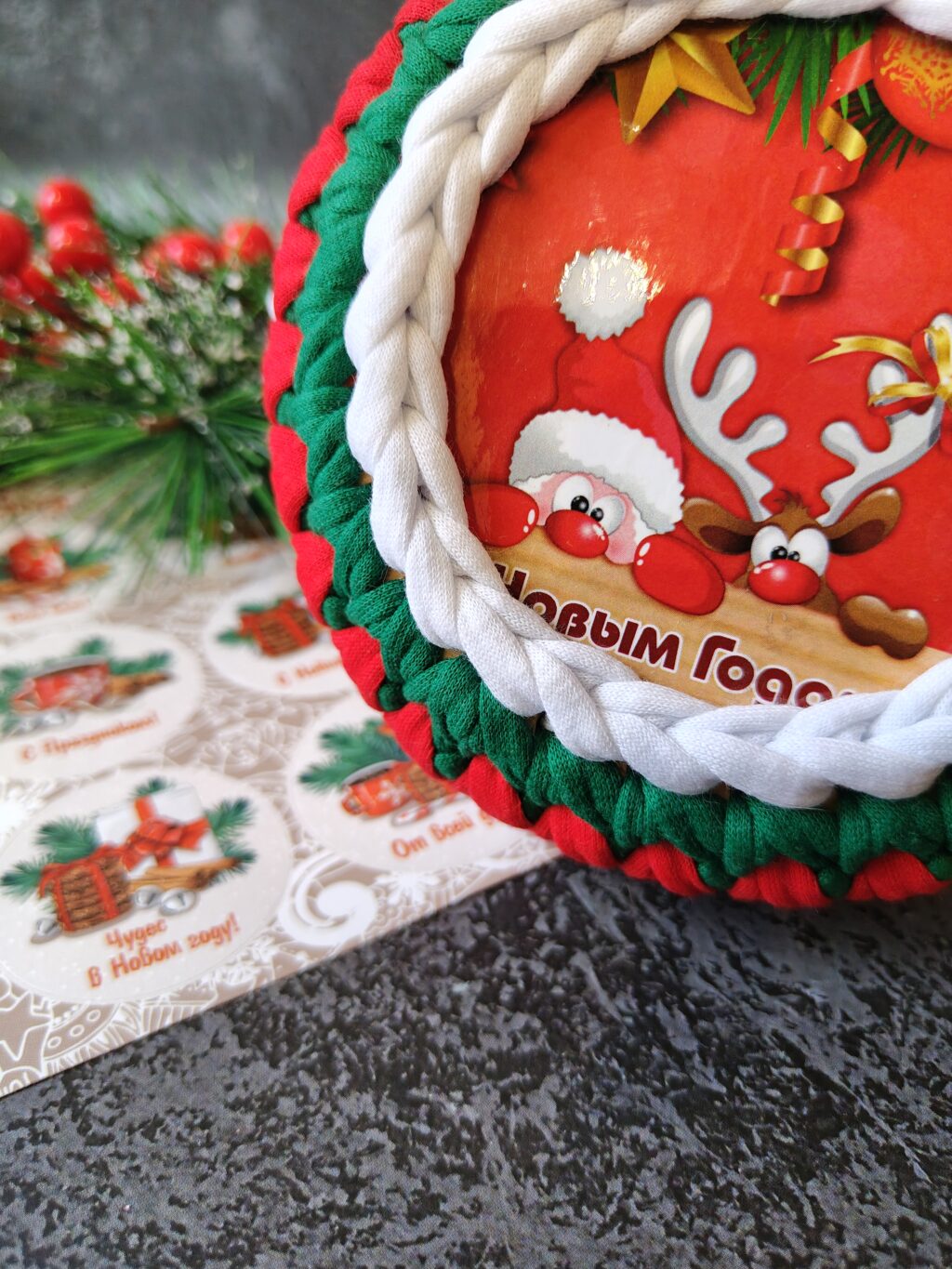 Шкатулка из трикотажной пряжи «С Новым Годом!»-2