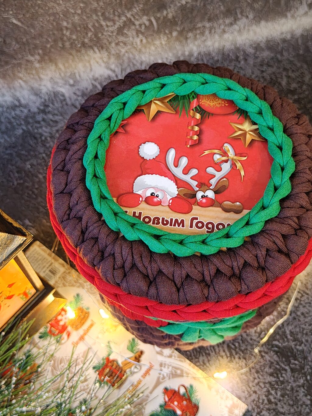 Шкатулка из трикотажной пряжи «С Новым Годом!»-3