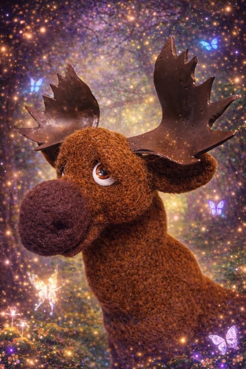 Лось. Валяная игрушка из шерсти.