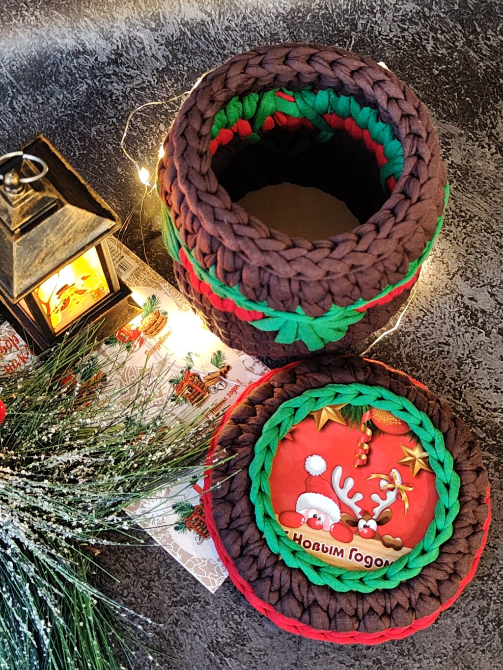 Шкатулка из трикотажной пряжи «С Новым Годом!»-3