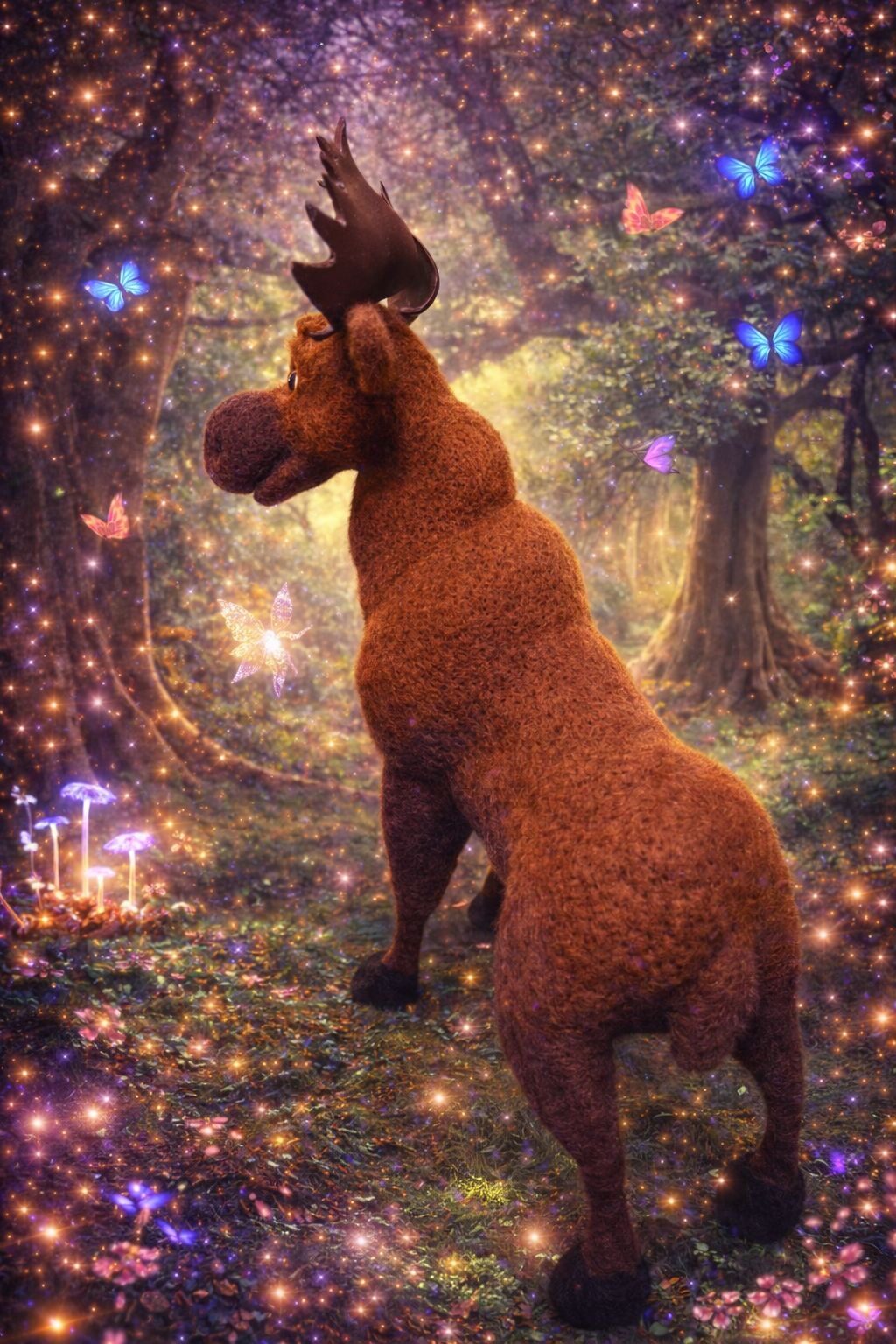 Лось. Валяная игрушка из шерсти.