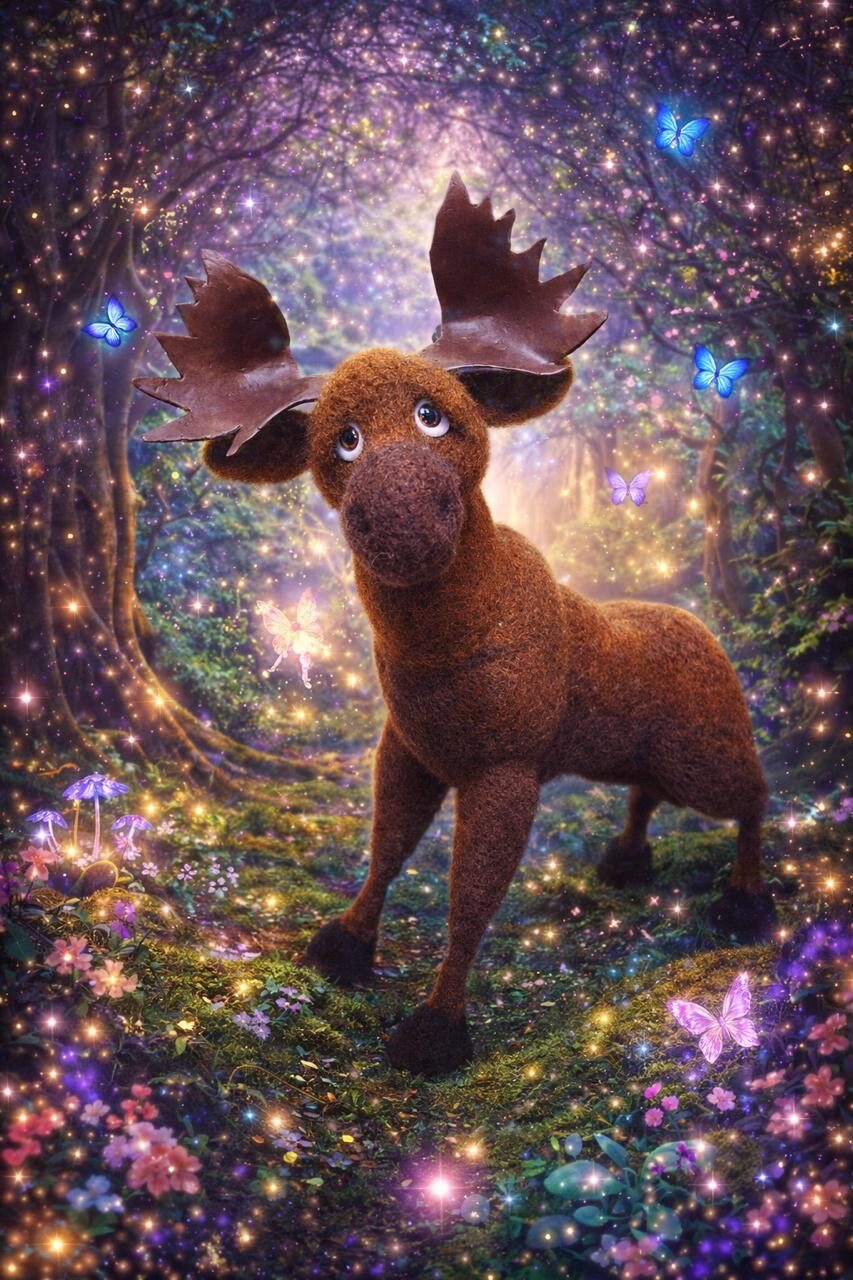 Лось. Валяная игрушка из шерсти.