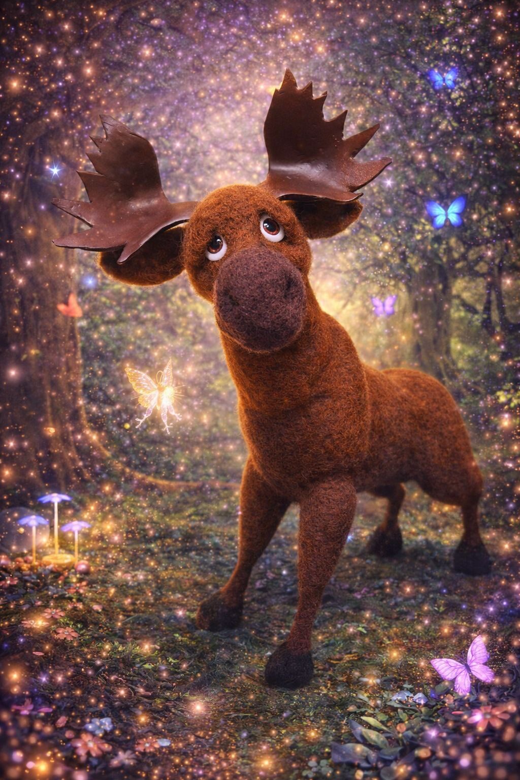 Лось. Валяная игрушка из шерсти.