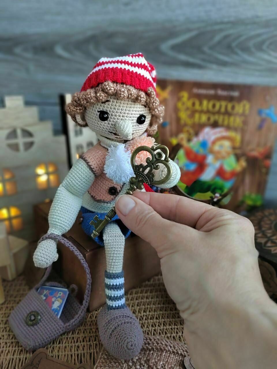 Кукла деревянный озорник, сказочный мальчик с длинным носом, Буратино