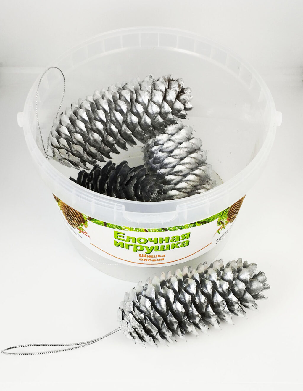 Еловые шишки окрашенные (золотые, серебряные, с блестками)