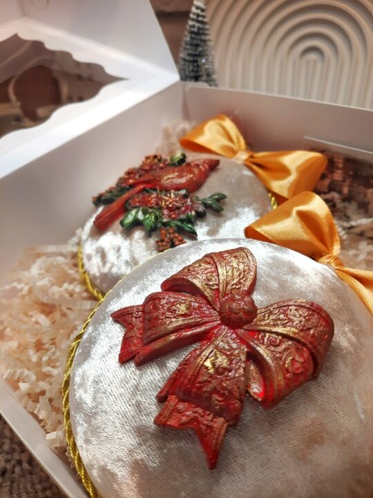 Набор Елочных шаров «Снежки», медальоны на 9 см