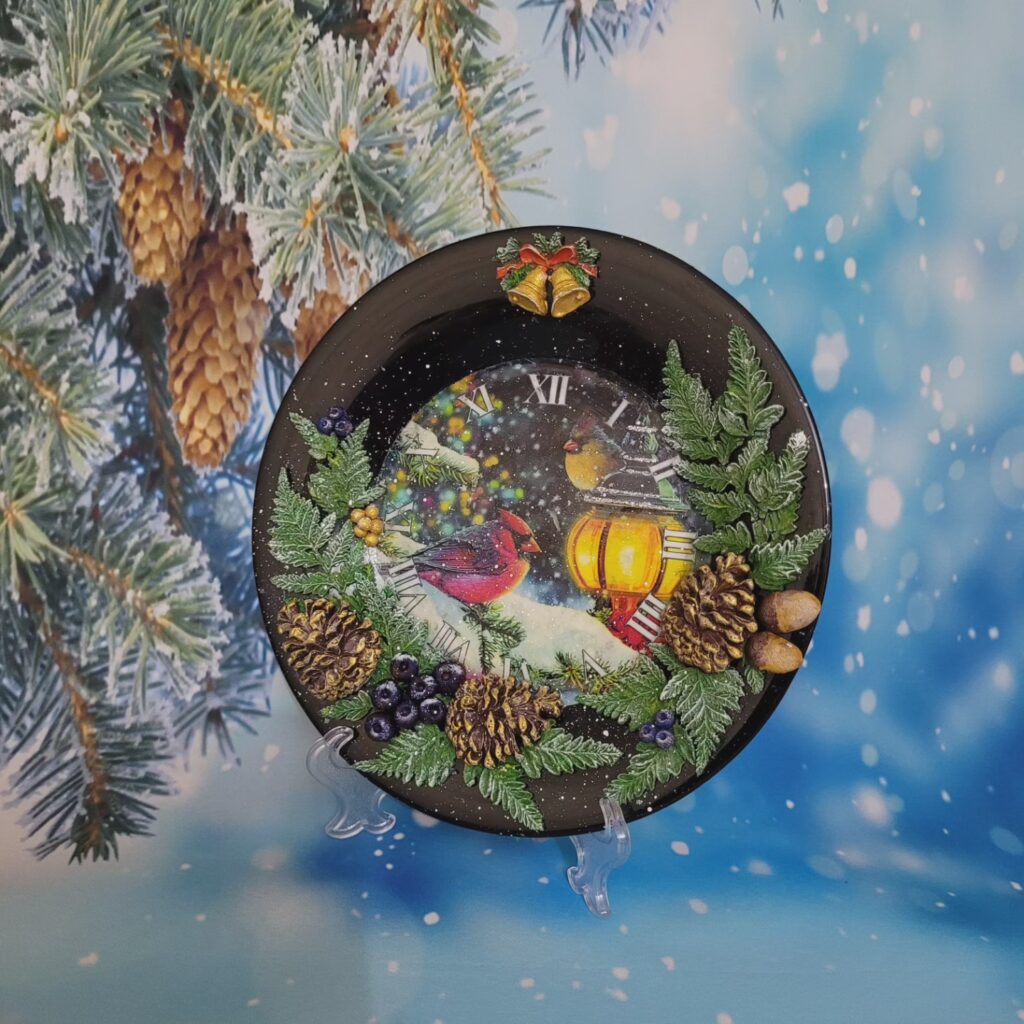 Декоративная тарелочка «Новогодняя. Птичка»