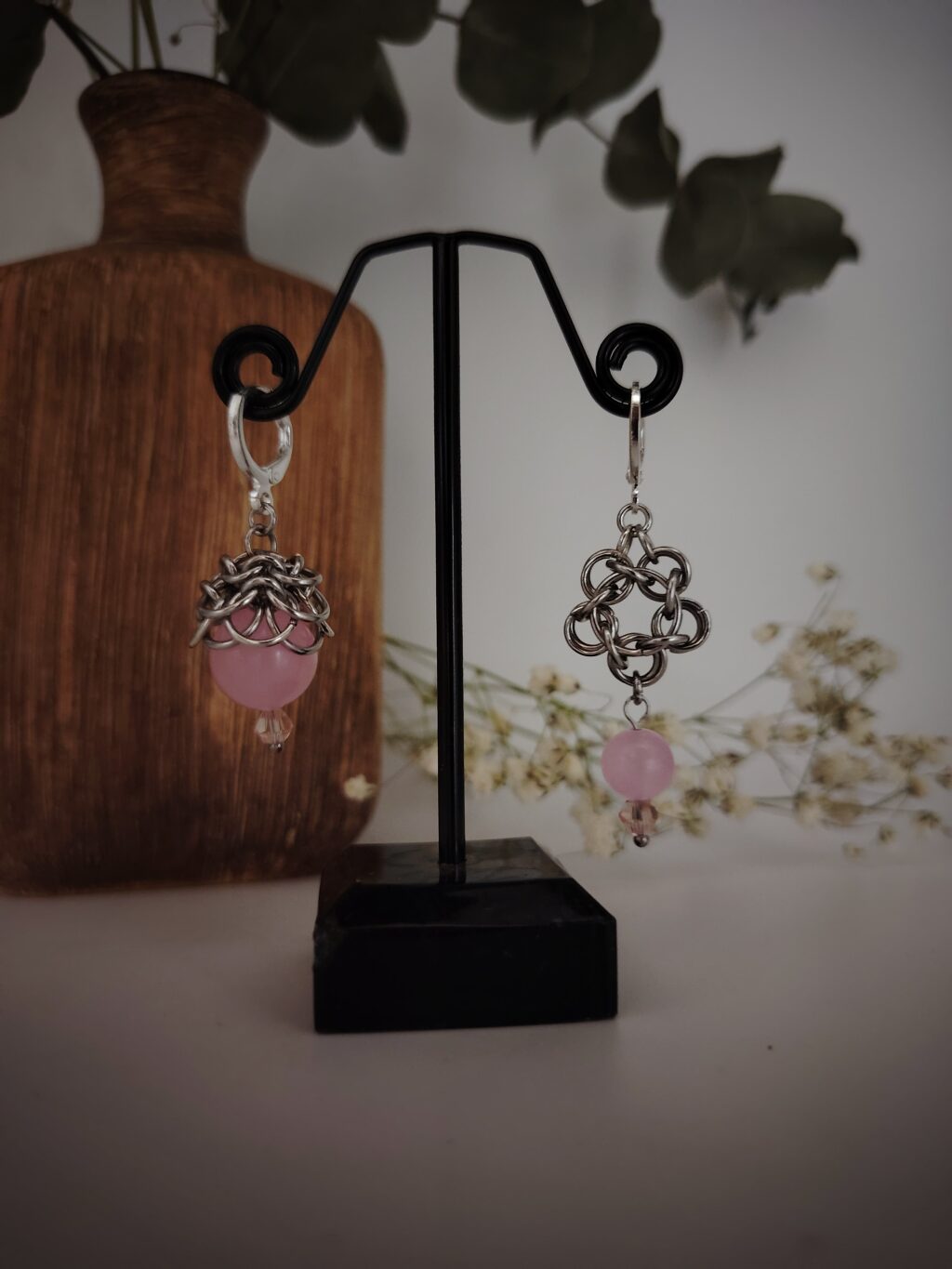 ФЛЁР ДЕЛАКУР. кольчужные серьги с халцедоном