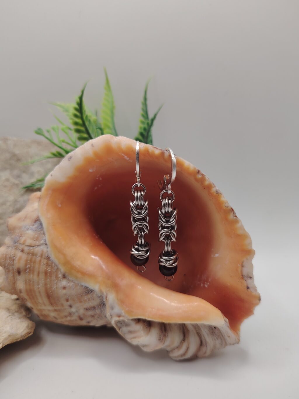 АЛЬМАНДИН. Кольчужные серьги с гранатом