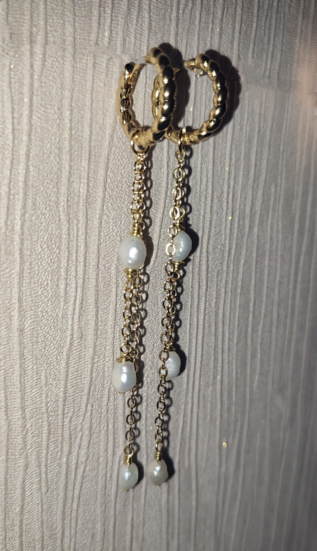 Серьги-цепочки с жемчугом