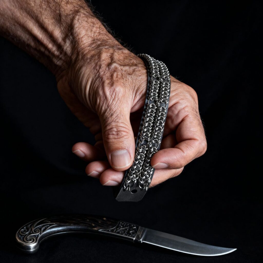 Зов предков. Кольчужный браслет на коже