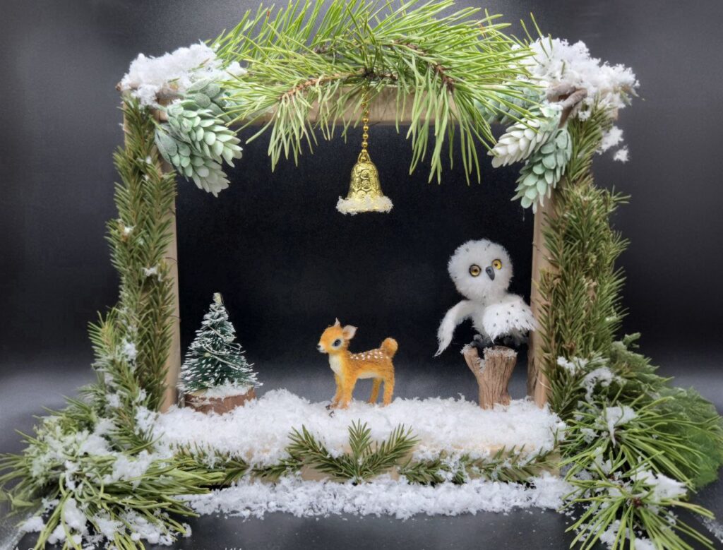 Вязаный оленёнок и совушка