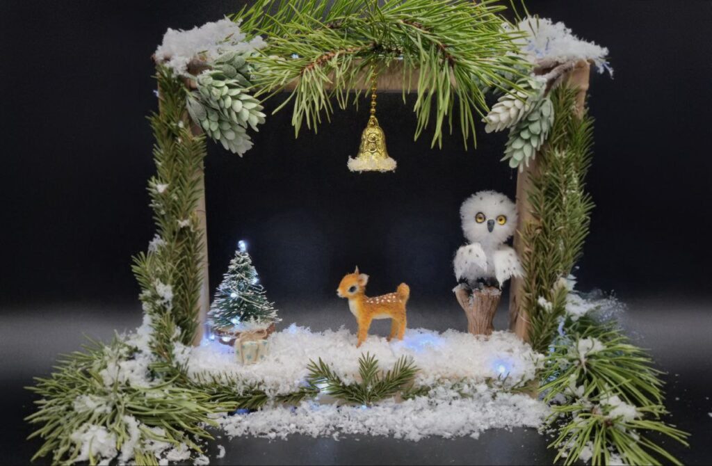 Вязаный оленёнок и совушка